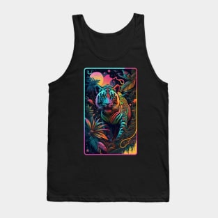 Abstract Tiger In Neon Jungle Tank Top